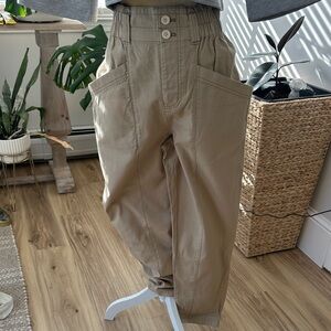 Free People S elastic high waist stylish chic tapered leg pants/chinos